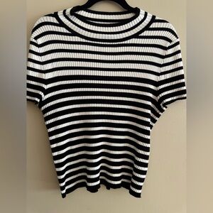 Striped Black and White Women's Knit Top